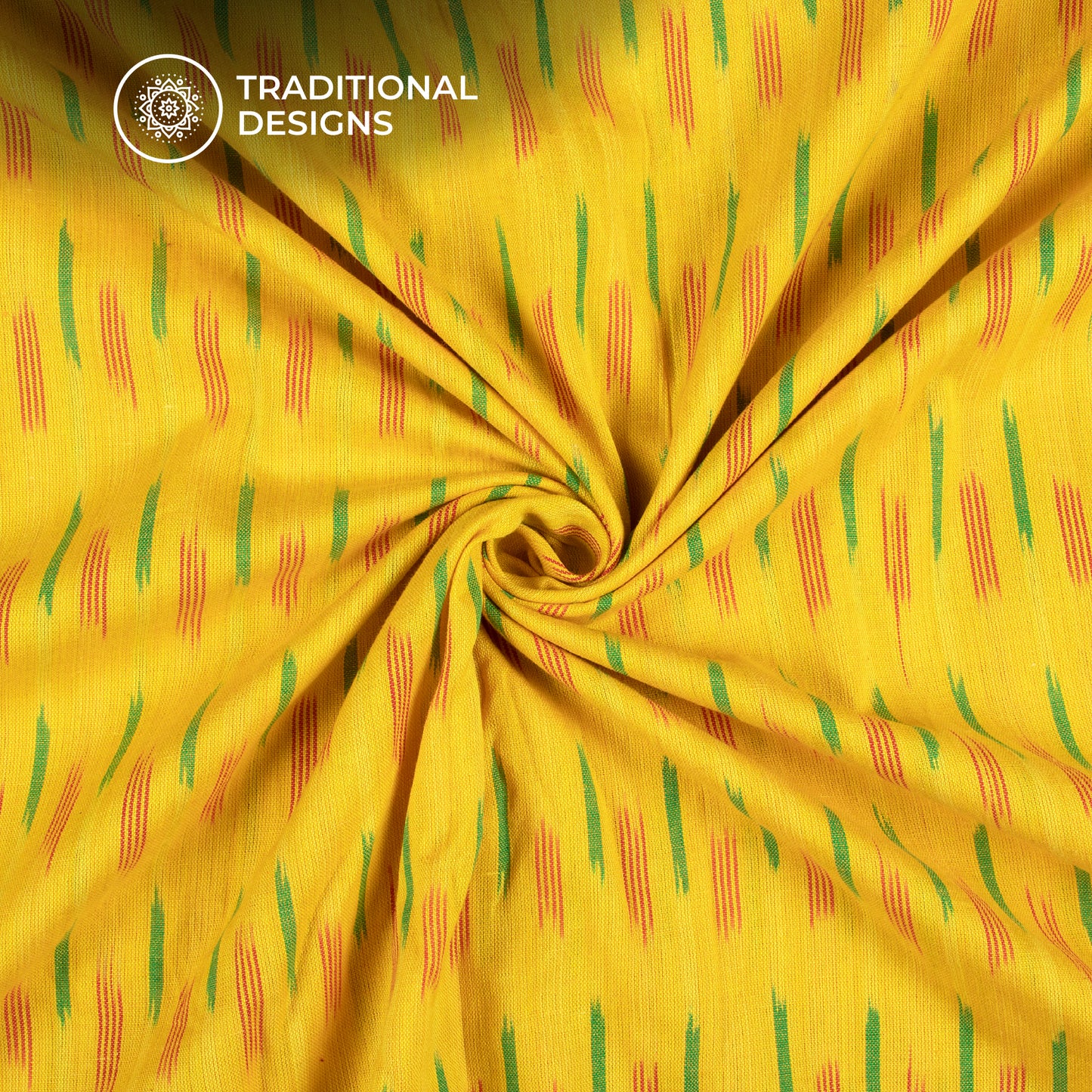 Bright Yellow Pre-Washed Pochampally Ikat Cotton Fabric