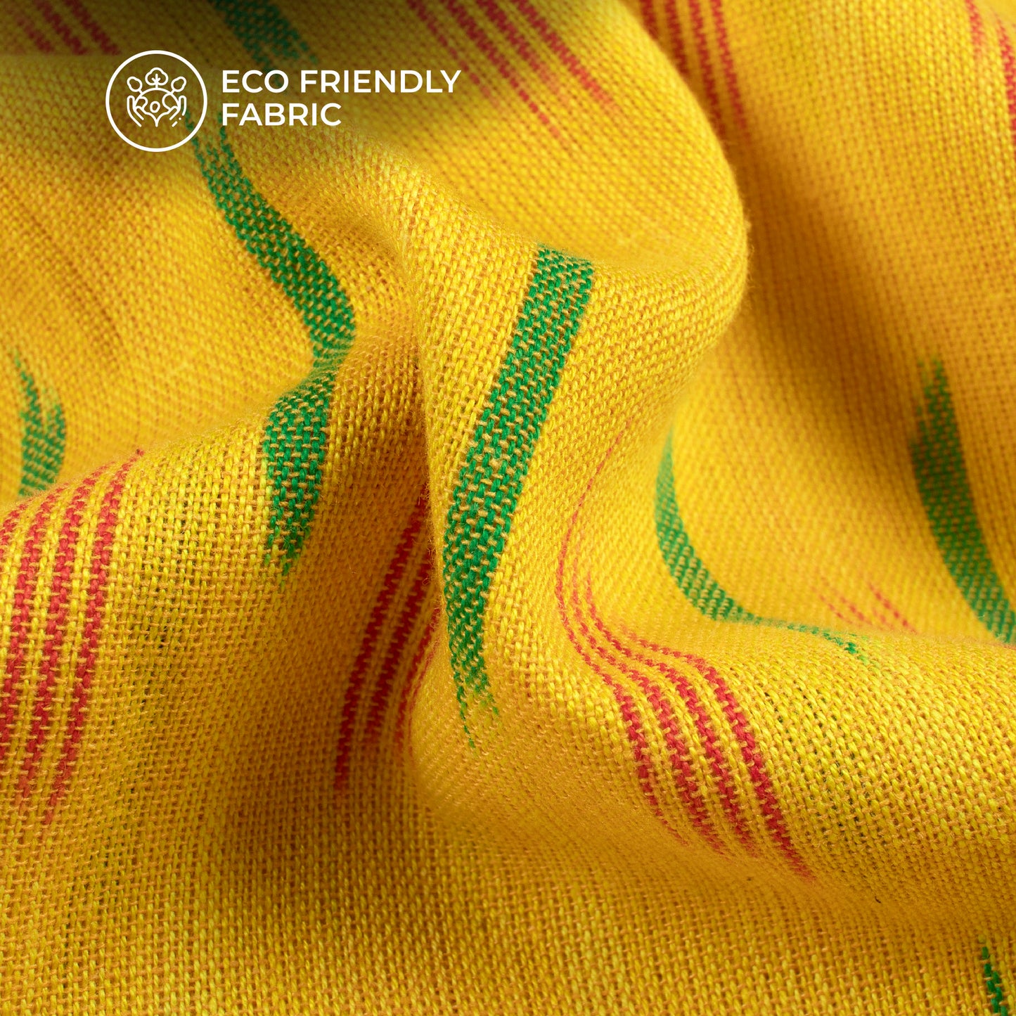 Bright Yellow Pre-Washed Pochampally Ikat Cotton Fabric