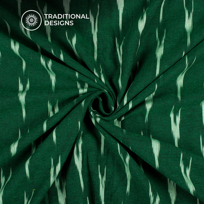 Dark Green Pre-Washed Pochampally Ikat Cotton Fabric