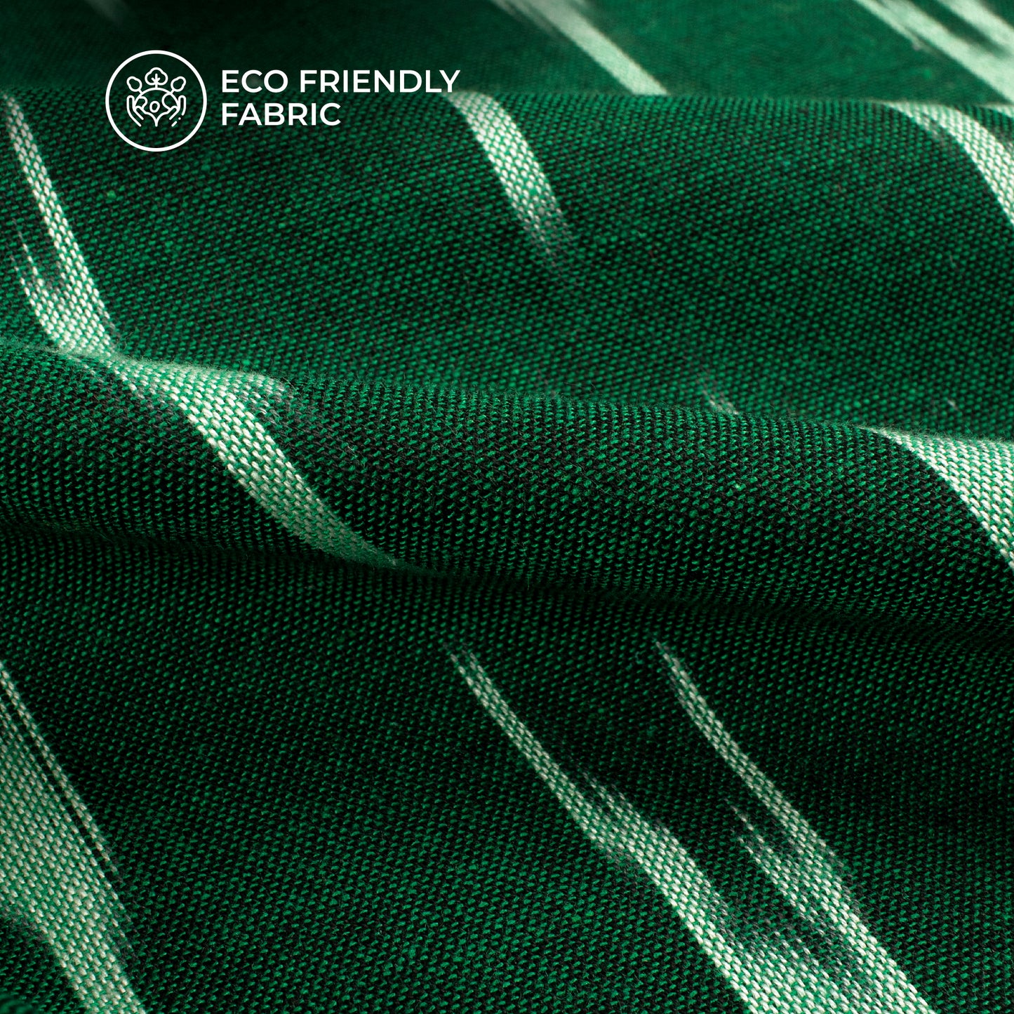 Dark Green Pre-Washed Pochampally Ikat Cotton Fabric