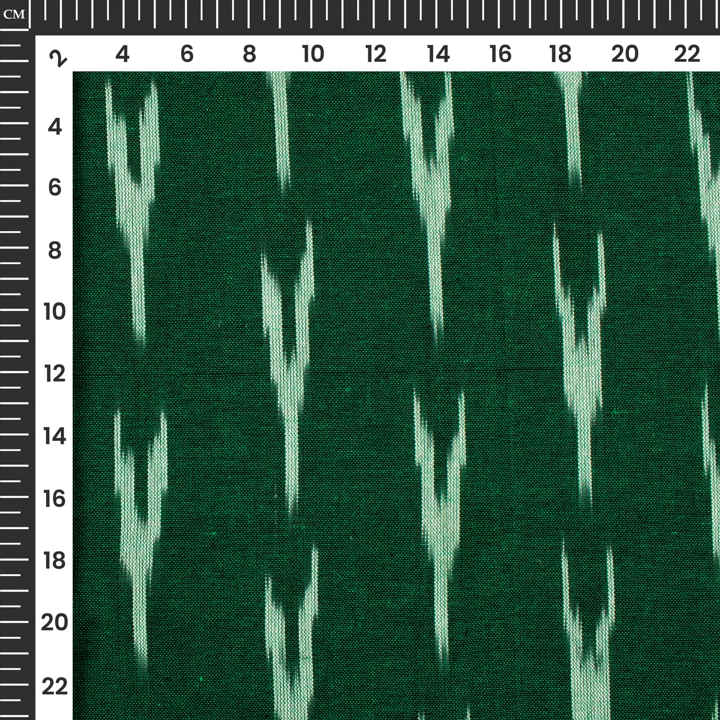 Dark Green Pre-Washed Pochampally Ikat Cotton Fabric