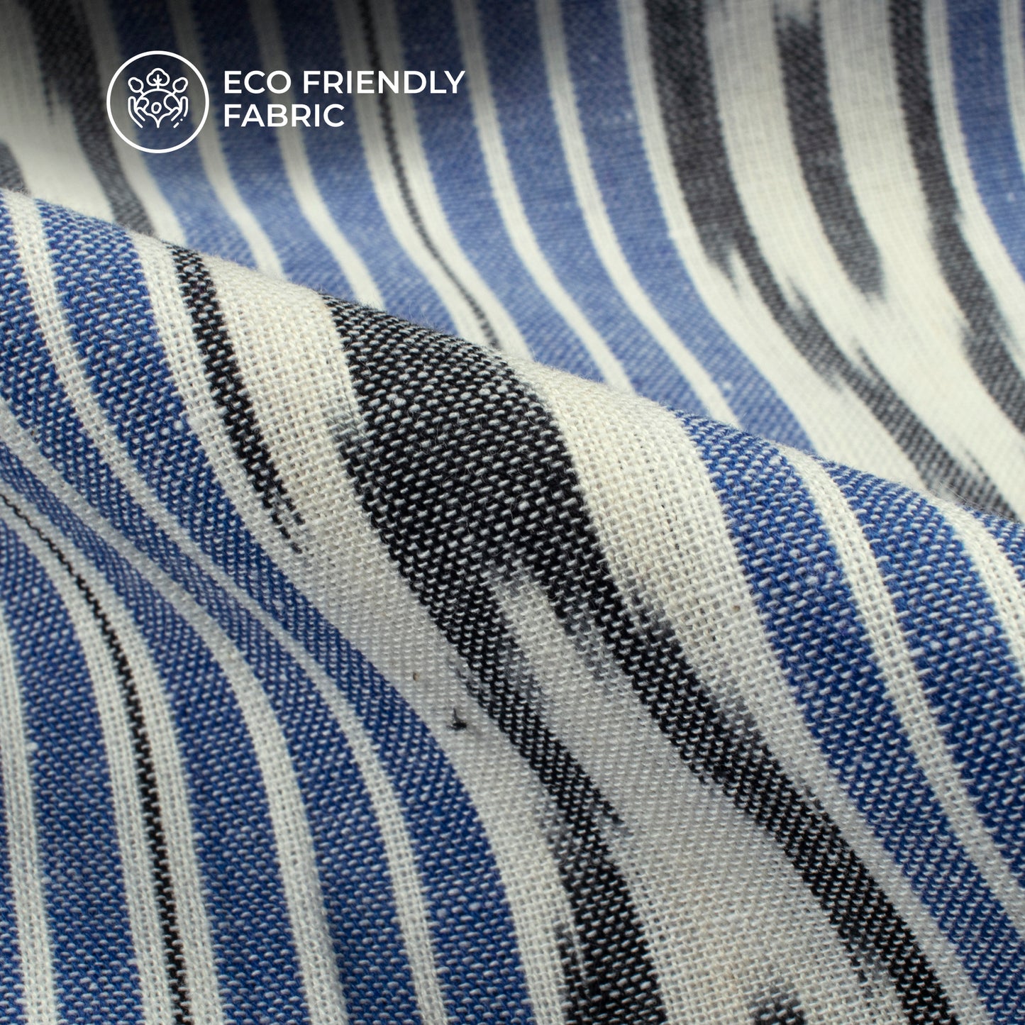 Blue Stripes Pre-Washed Pochampally Ikat Cotton Fabric