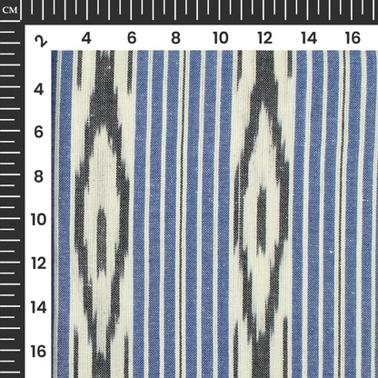 Blue Stripes Pre-Washed Pochampally Ikat Cotton Fabric