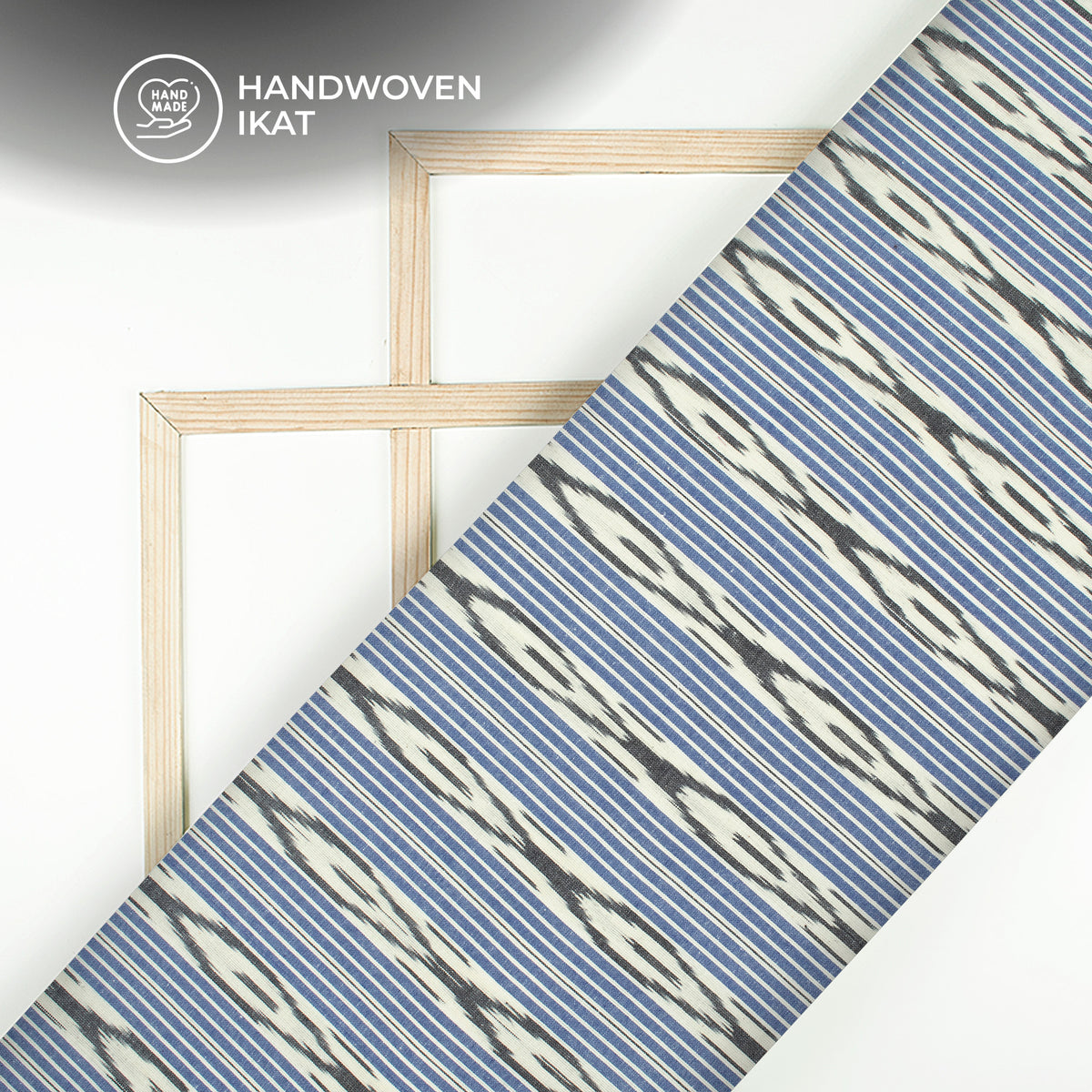 Blue Stripes Pre-Washed Pochampally Ikat Cotton Fabric
