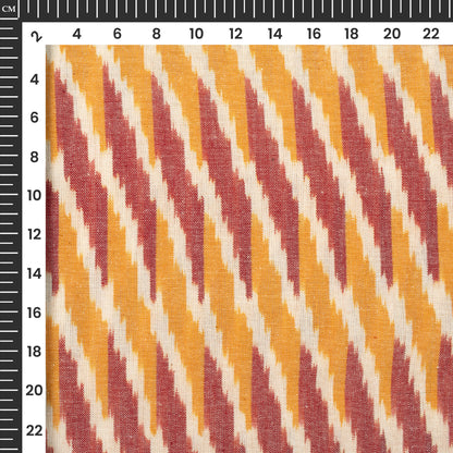 Yellow Leheriya Pre-Washed Pochampally Ikat Cotton Fabric