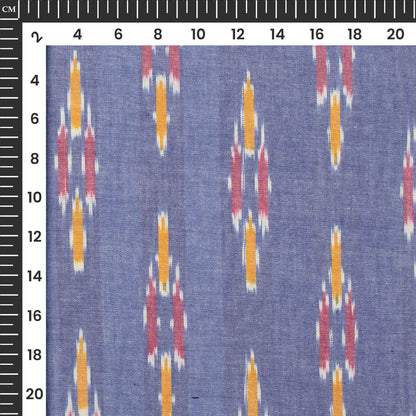 Pastel Blue Geometric Pre-Washed Pochampally Ikat Cotton Fabric