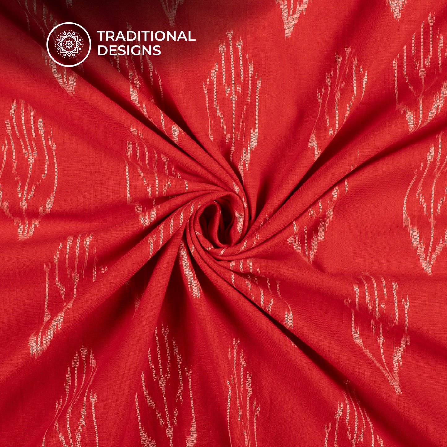 Crimson Red Pre-Washed Pochampally Ikat Cotton Fabric
