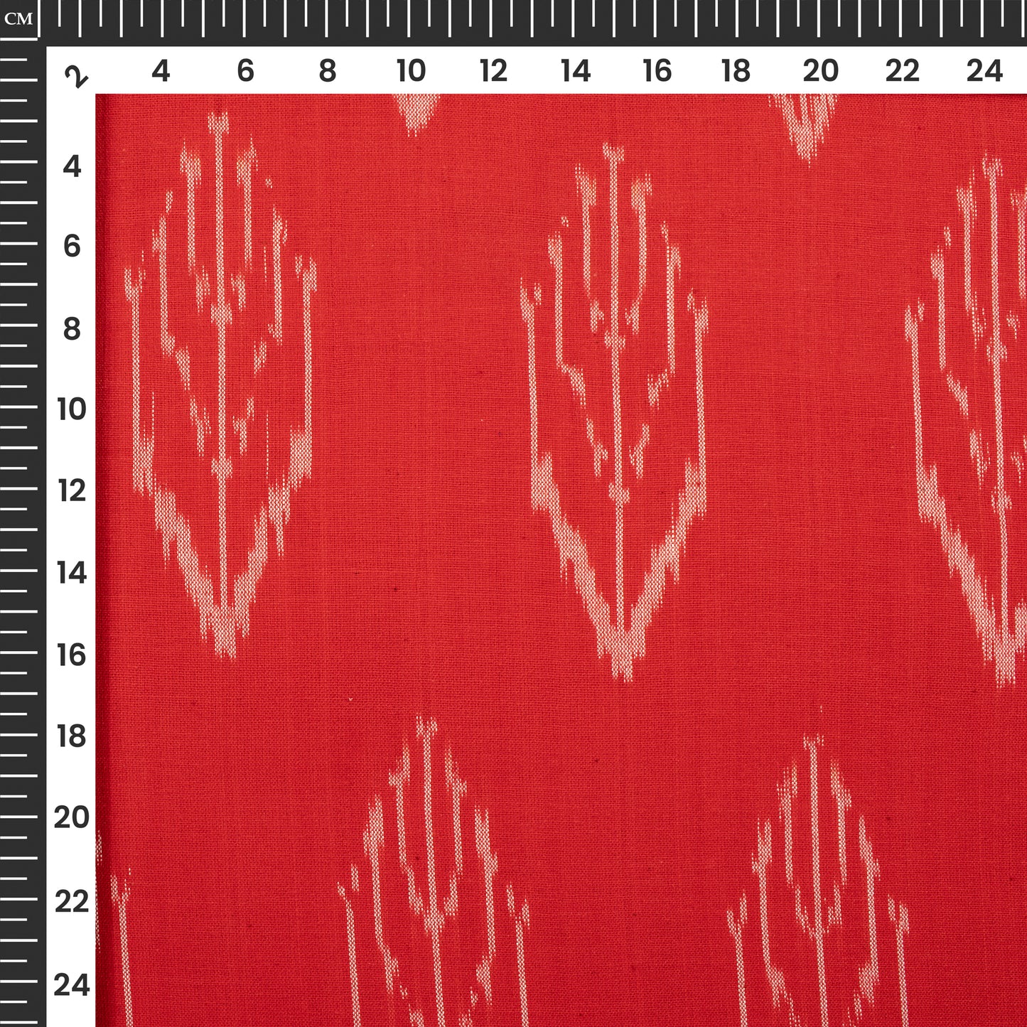 Crimson Red Pre-Washed Pochampally Ikat Cotton Fabric