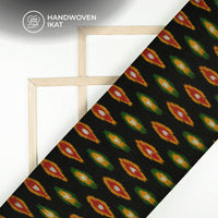 Black And Yellow Abstract Pre-Washed Pochampally Ikat Cotton Fabric