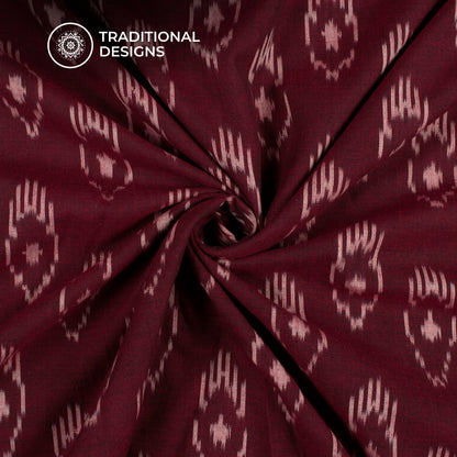Mahogany Red Pre-Washed Pochampally Ikat Cotton Fabric