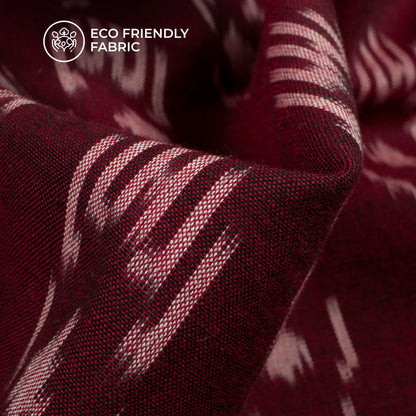 Mahogany Red Pre-Washed Pochampally Ikat Cotton Fabric