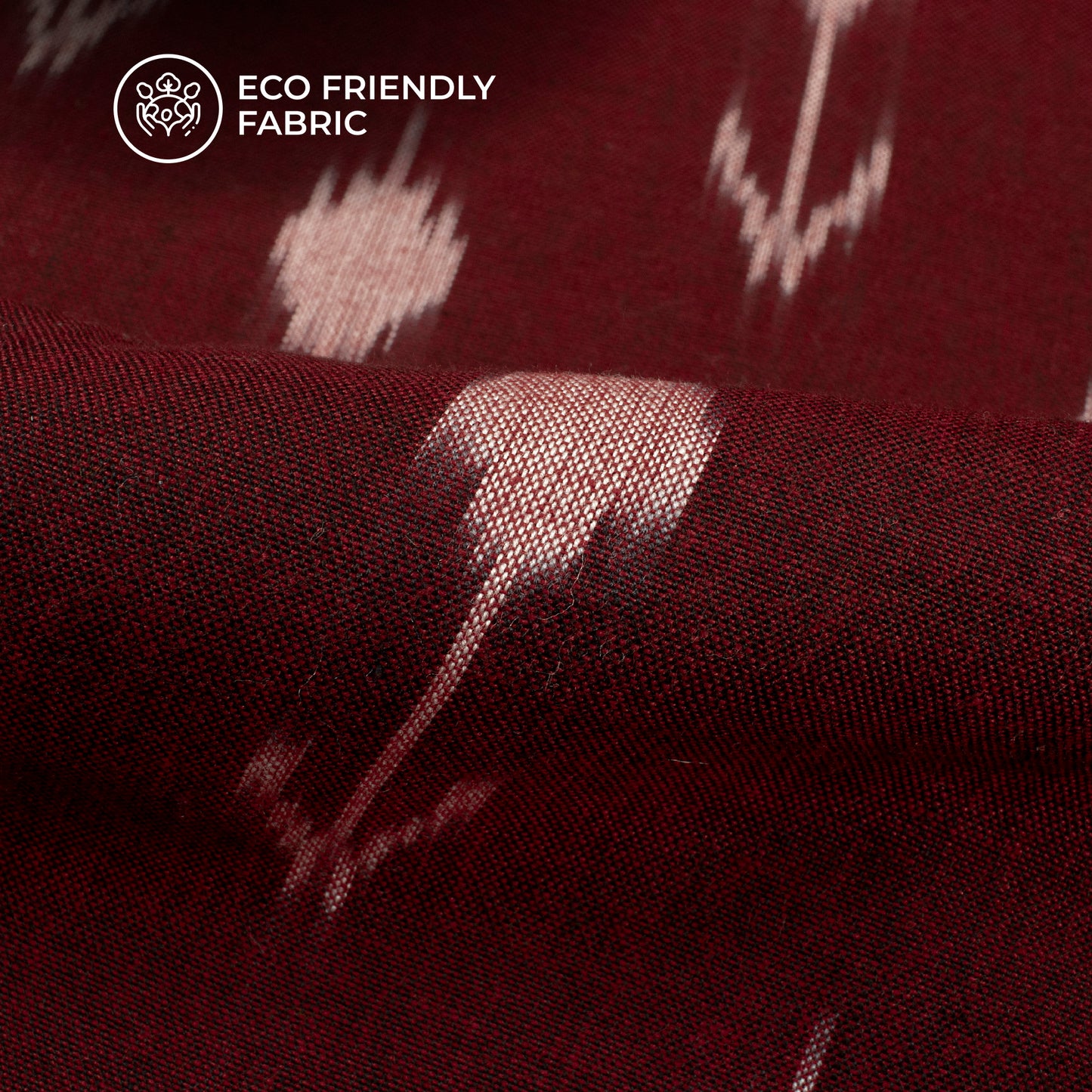 Mahogany Red Arrow Pre-Washed Pochampally Ikat Cotton Fabric