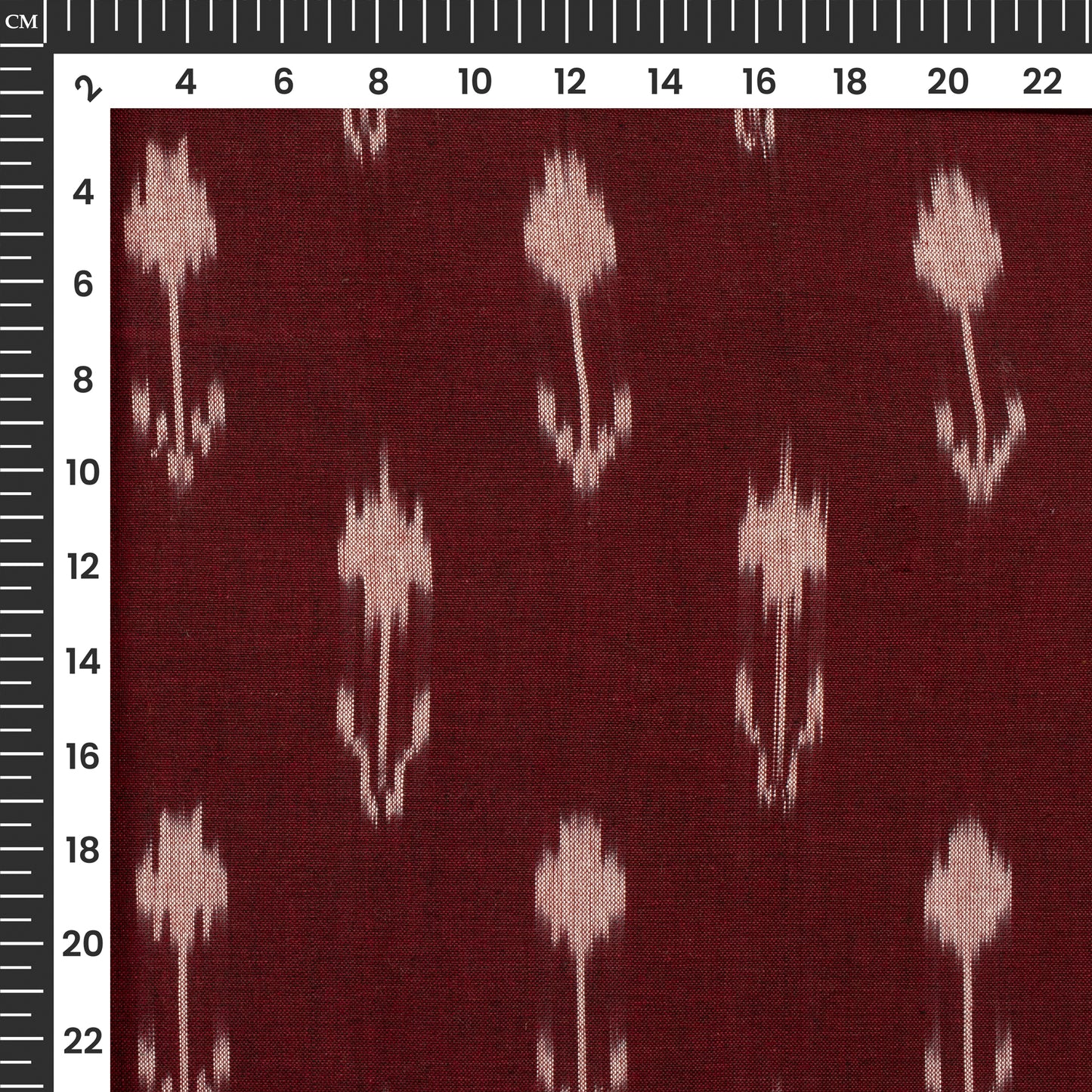 Mahogany Red Arrow Pre-Washed Pochampally Ikat Cotton Fabric