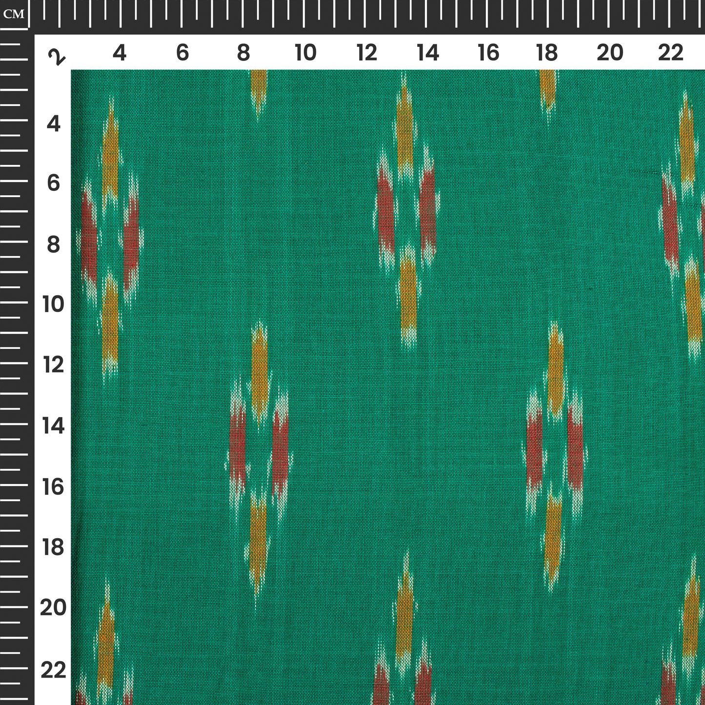 Pine Green Pre-Washed Pochampally Ikat Cotton Fabric