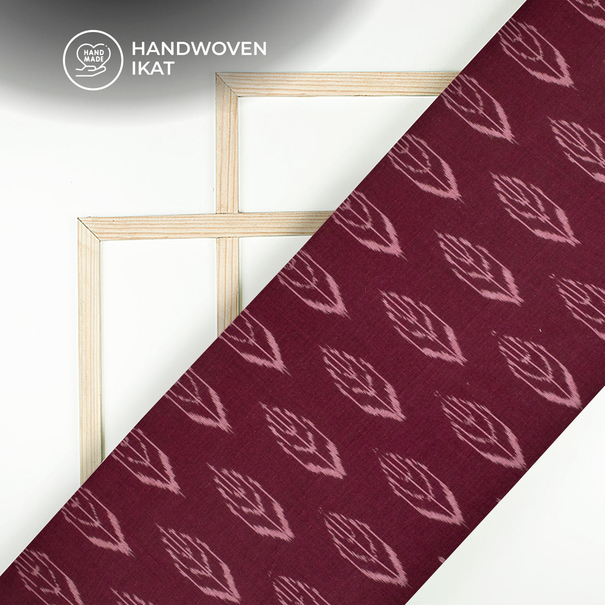 Maroon Geometric Pre-Washed Pochampally Ikat Cotton Fabric