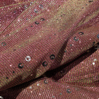 Trendy Magenta Pink Silver Zari Sequins Work On Imported Fabric