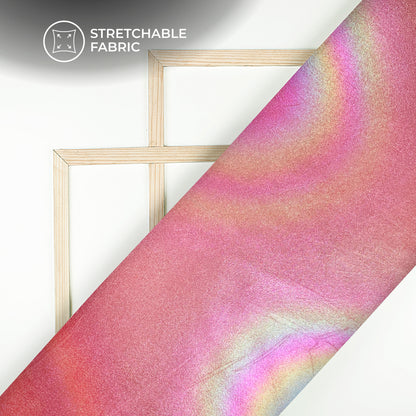 Hot Pink Holographic Dual Tones Galaxy Imported Net Fabric (Width 62 Inches)