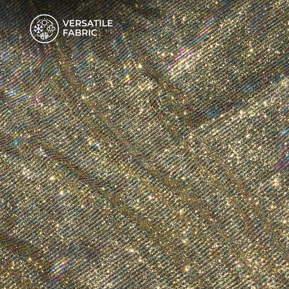 Multicolor Stripes With Golden Zari Work on Imported Fabric