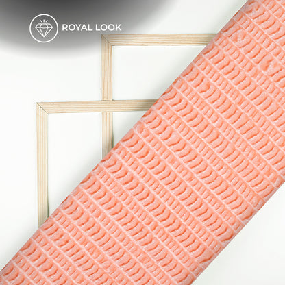 Exclusive Peach Pink Bubble Imported Stretched Velvet Fabric