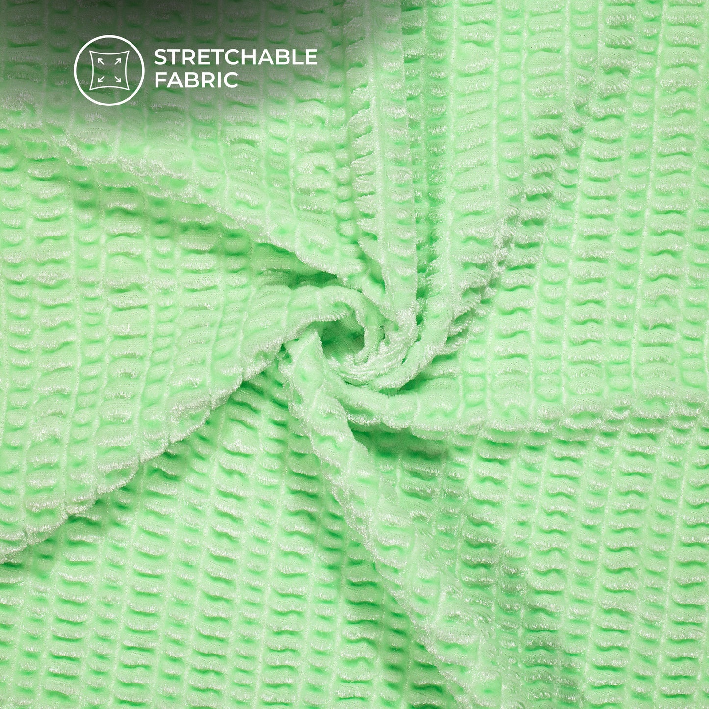 Trendy Seafoam Bubble Imported Stretched Velvet Fabric