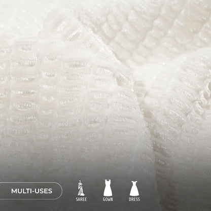 Classic White Bubble Imported Stretched Velvet Fabric