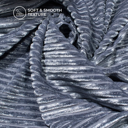 Exclusive Dolphin Grey Stripes Luxurious Imported Velvet Fabric