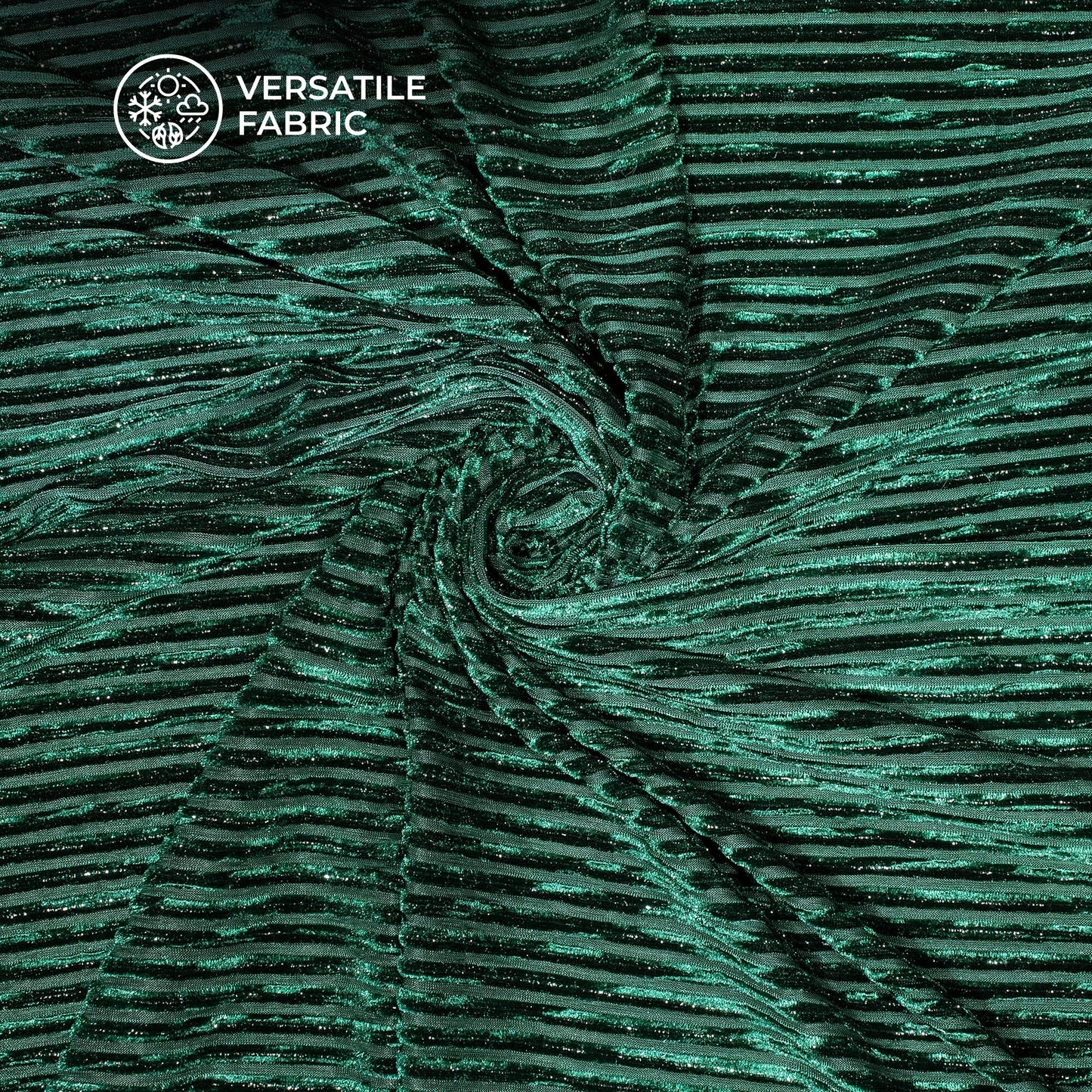 Exclusive Dark Green Stripes Luxurious Imported Velvet Fabric