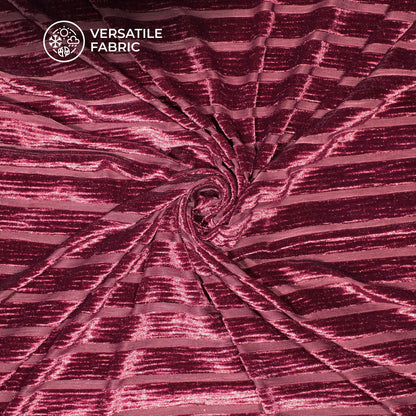 Beautiful Wine Stripes Luxurious Imported Velvet Fabric