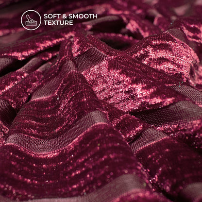 Beautiful Wine Stripes Luxurious Imported Velvet Fabric