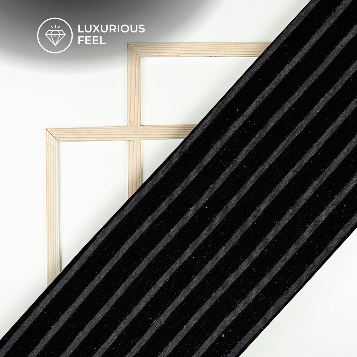 Beautiful Black Stripes Luxurious Imported Velvet Fabric