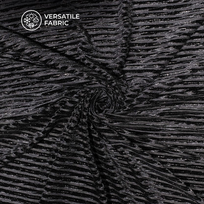 Exclusive Black Stripes Luxurious Imported Velvet Fabric