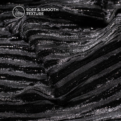 Exclusive Black Stripes Luxurious Imported Velvet Fabric
