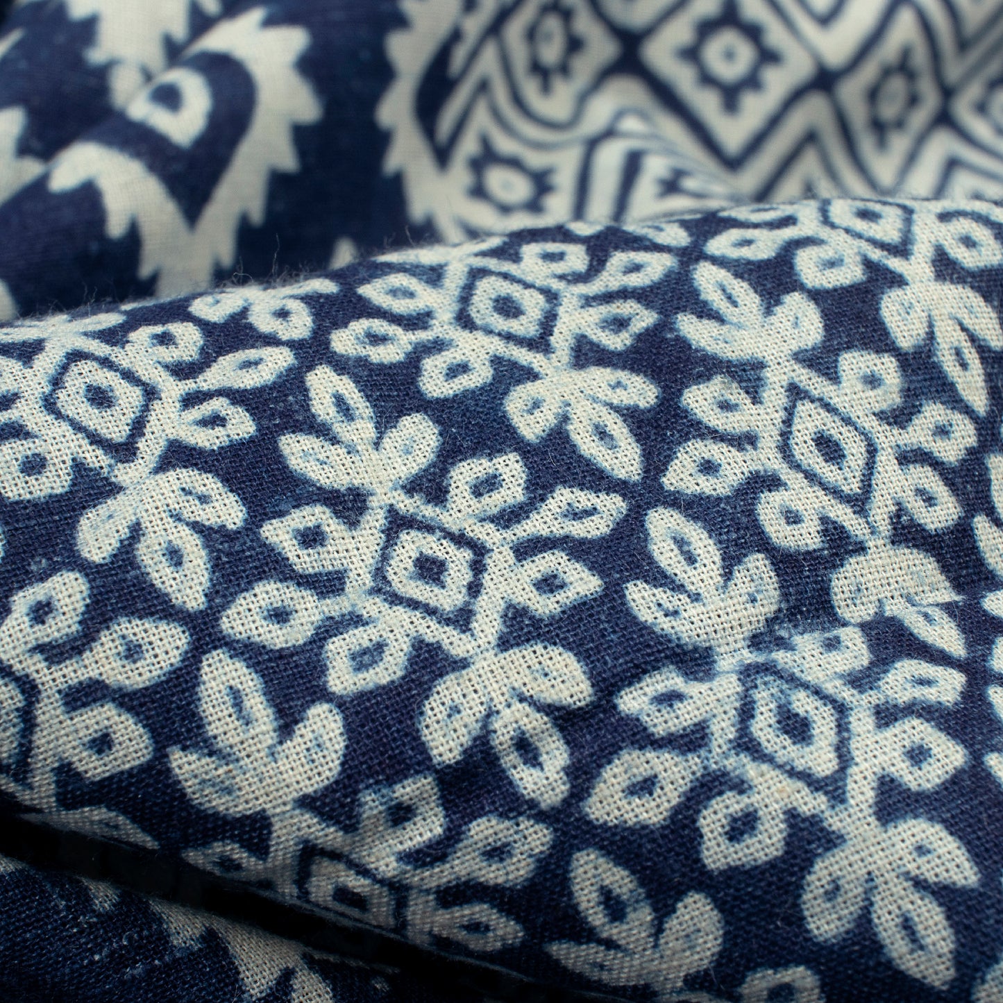 Indigo Traditional Pattern Dabu Handblock Cotton Fabric