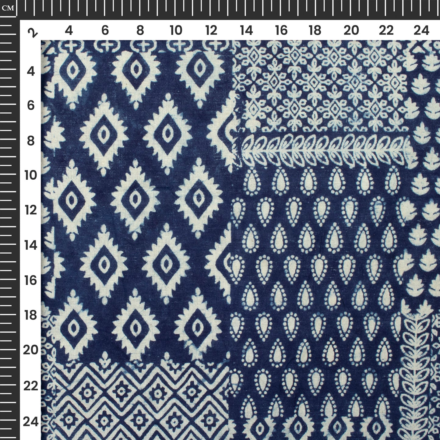 Indigo Traditional Pattern Dabu Handblock Cotton Fabric