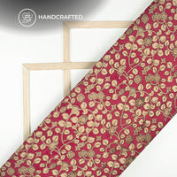 Red And Beige Floral Kalamkari Cotton Fabric