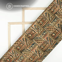 Moss Green And Red Traditional Kalamkari Cotton Fabric
