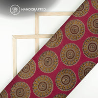 Berry Pink And Yellow Heritage Kalamkari Cotton Fabric