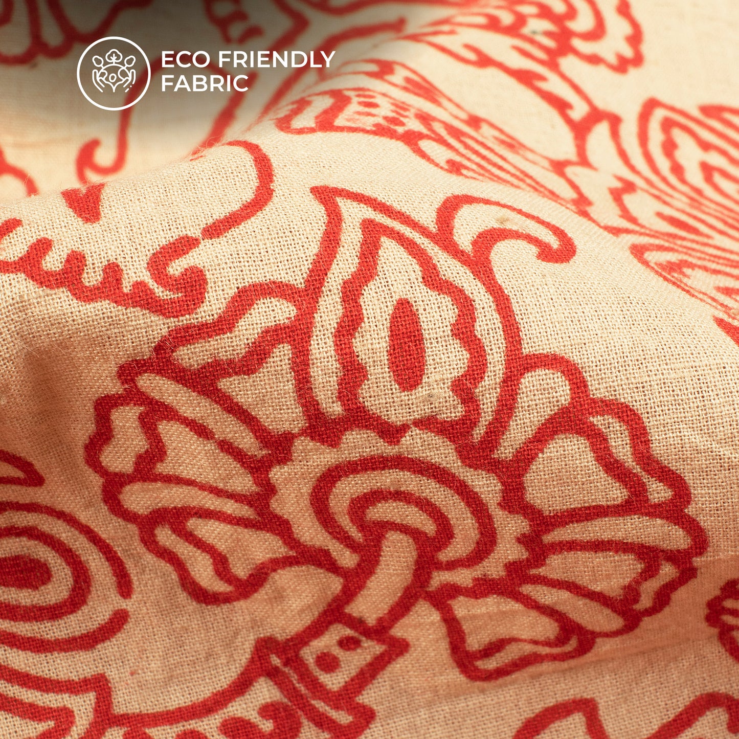 Auburn Brown And Beige Floral Kalamkari Cotton Fabric