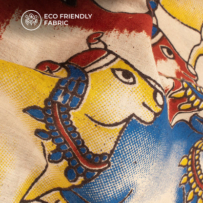 Multi-Color Quirky Pattern Kalamkari Cotton Fabric