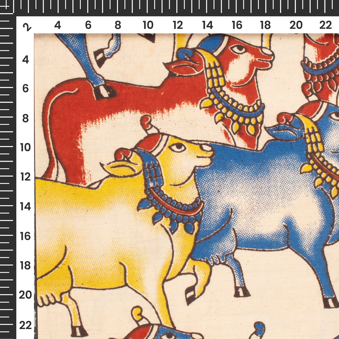 Multi-Color Quirky Pattern Kalamkari Cotton Fabric
