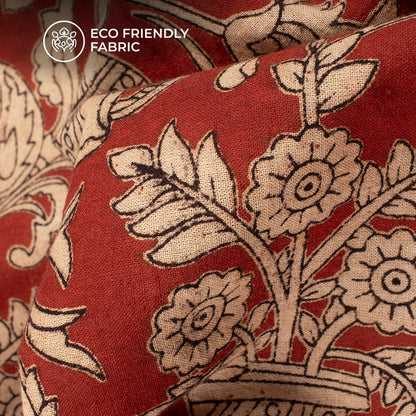 Sangria Brown Traditional Pattern Kalamkari Cotton Fabric