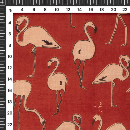 Sangria Brown Quirky Pattern Kalamkari Cotton Fabric