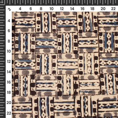 Gray And Blue Traditional Pattern Kalamkari Cotton Fabric