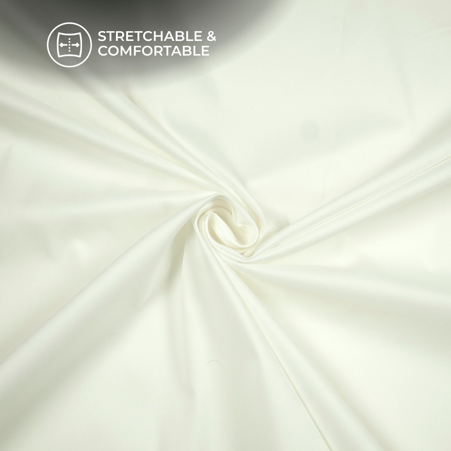 White Plain Crepe Lycra Fabric (Width 58 Inches)