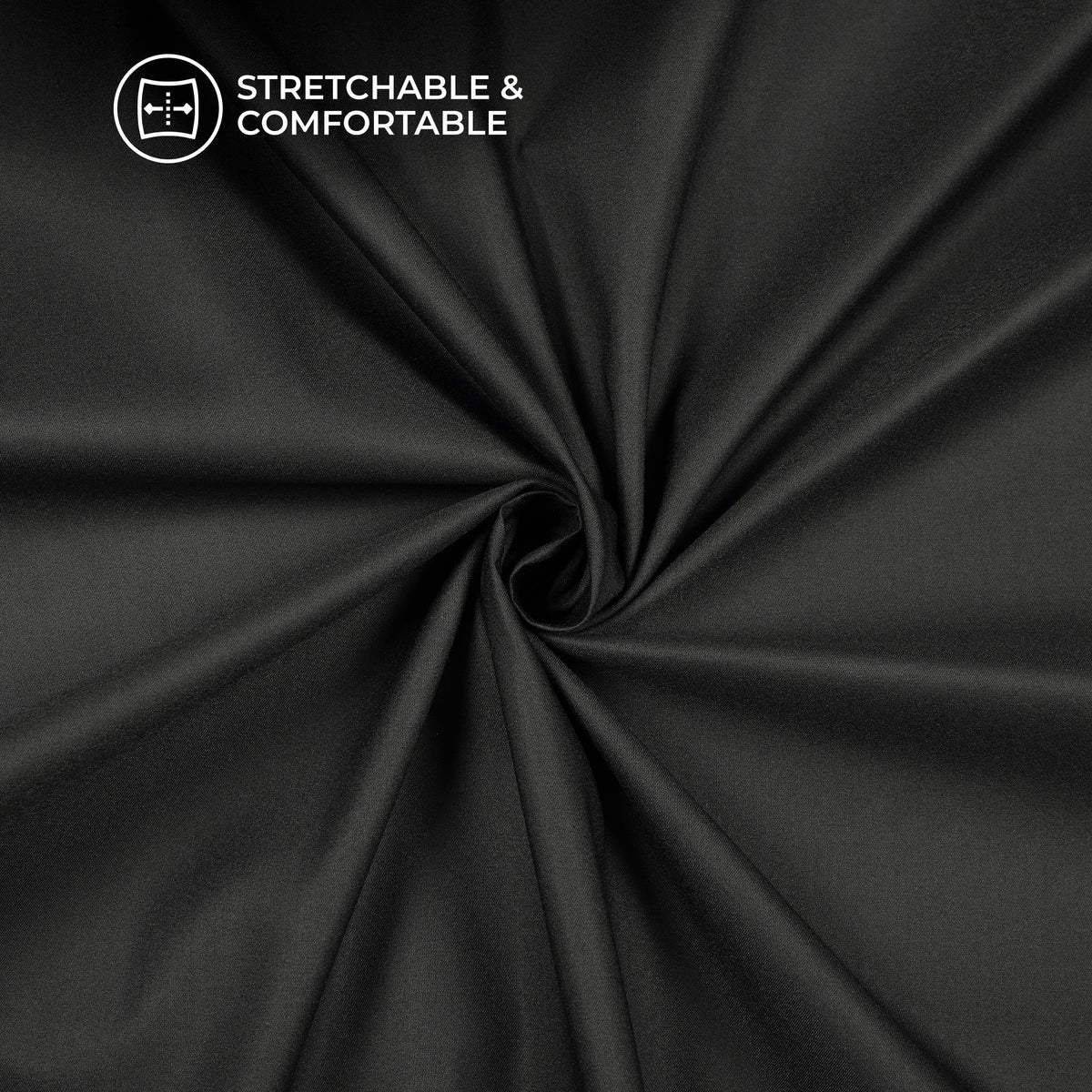 Black Plain Crepe Lycra Fabric (Width 58 Inches)