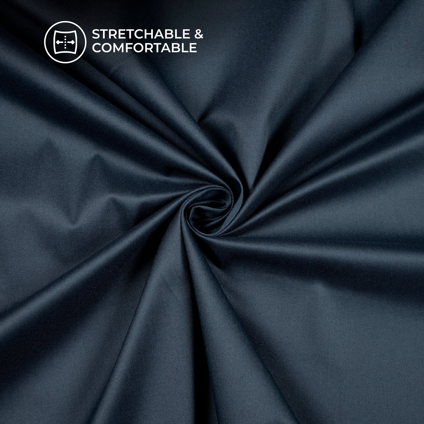 Navy Blue Plain Crepe Lycra Fabric (Width 58 Inches)