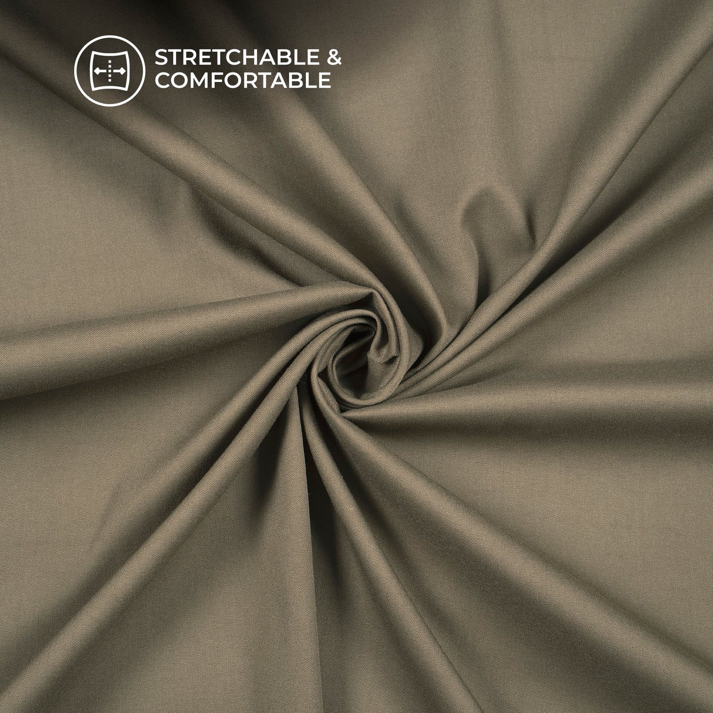 Dusty Olive Green Plain Crepe Lycra Fabric (Width 58 Inches)