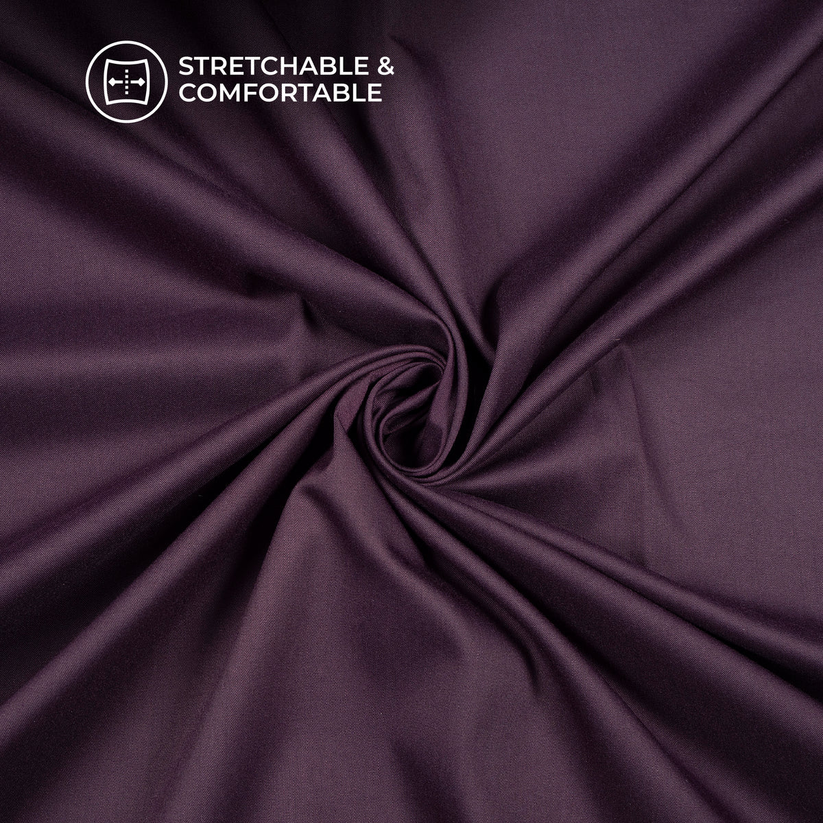Wine Purple Plain Crepe Lycra Fabric (Width 58 Inches)