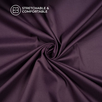 Wine Purple Plain Crepe Lycra Fabric (Width 58 Inches)