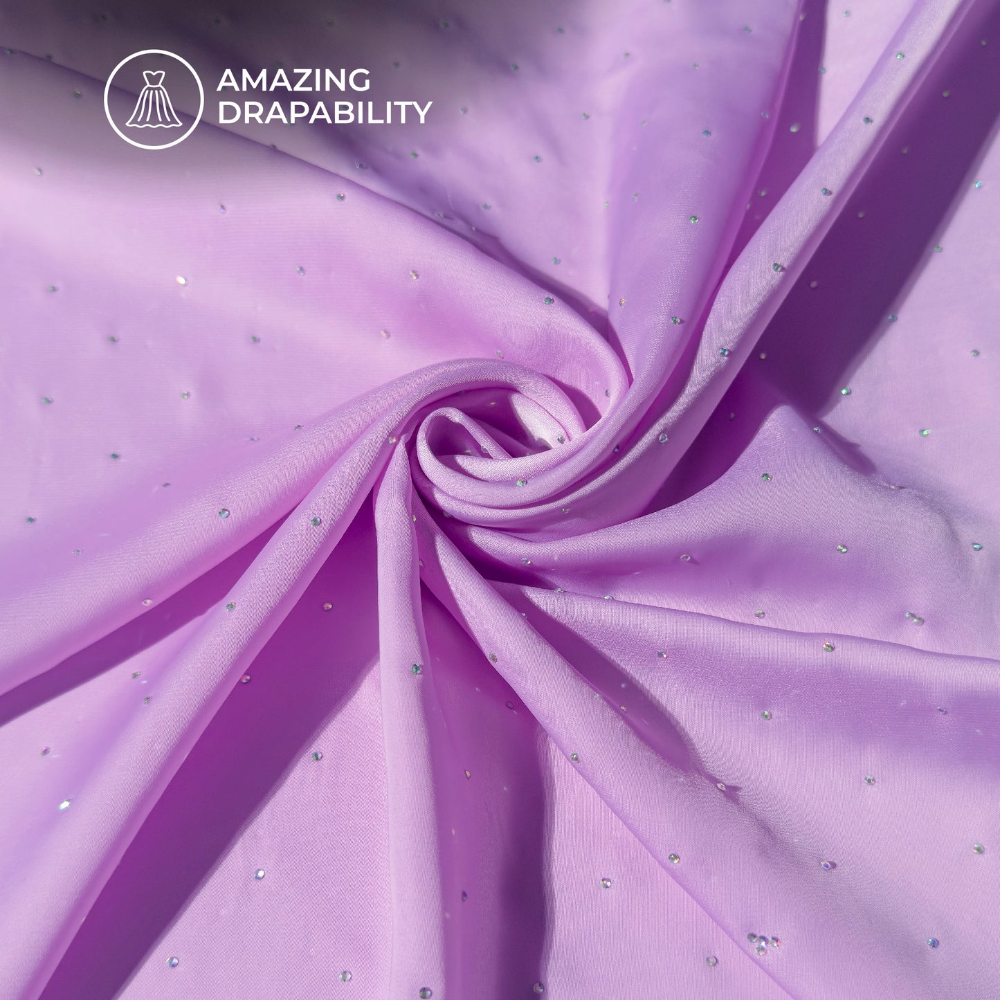 Plain lilac Purple Swarovski Work Imported Satin Fabric